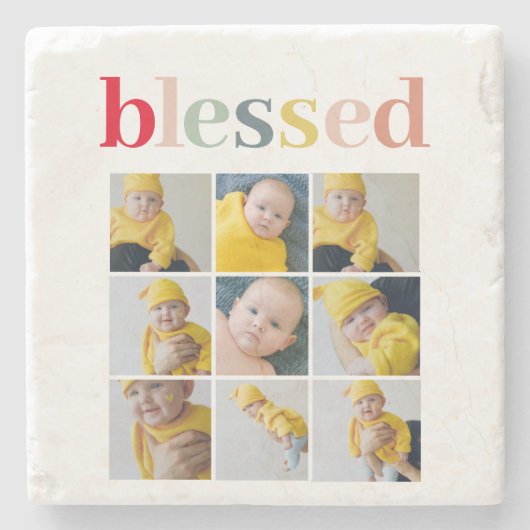 Collage Foto | Colorful Blessay Gift Stenen Onderzetter (Voorkant)