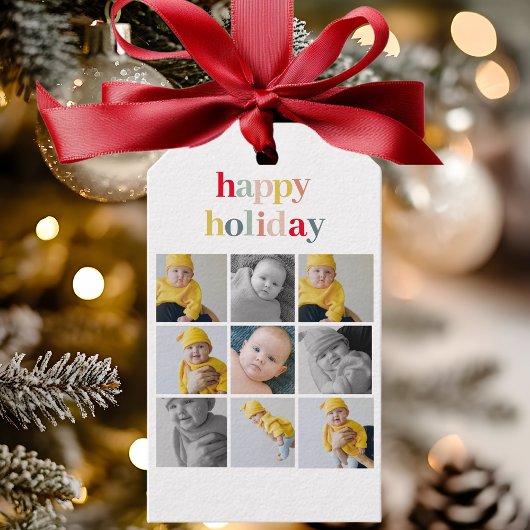 Collage Foto | Colorful Happy Holiday Cadeaulabel