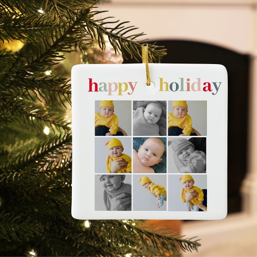 Collage Foto | Colorful Happy Holiday Keramisch Ornament