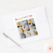 Collage Foto | Colorful Happy Holiday Vierkante Sticker (Envelop)