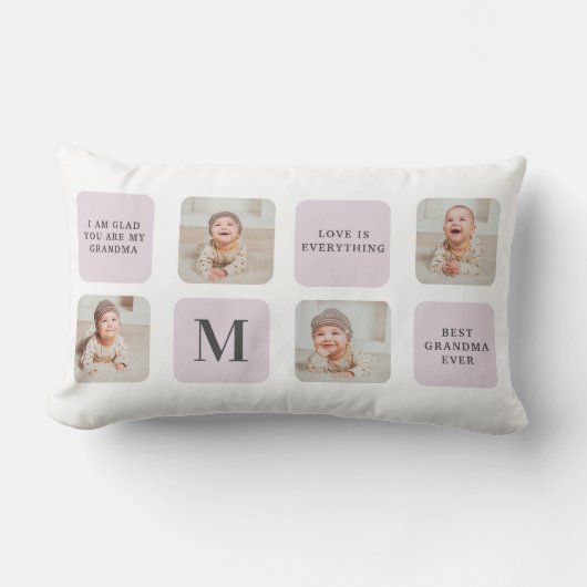 Collage Foto en beste grootmoeder ooit beste Paars Kussen (Voorkant)