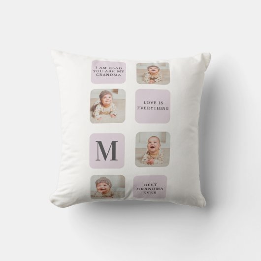 Collage Foto en beste grootmoeder ooit beste Paars Kussen (Voorkant)