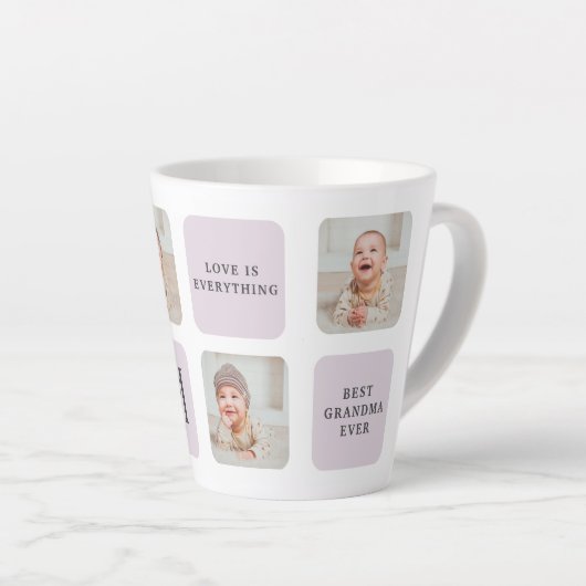 Collage Foto en beste grootmoeder ooit beste Paars Latte Mok (Rechterhoek)