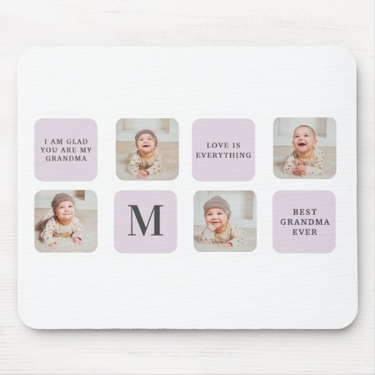 Collage Foto en beste grootmoeder ooit beste Paars Muismat (Voorkant)