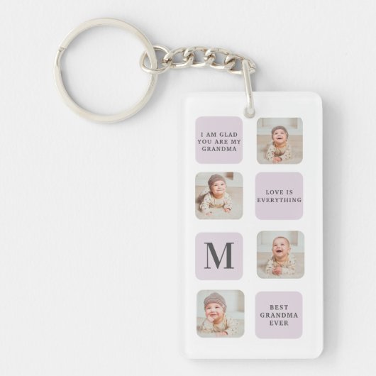 Collage Foto en beste grootmoeder ooit beste Paars Sleutelhanger (Voorkant)
