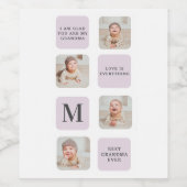 Collage Foto en beste grootmoeder ooit beste Paars Wijn Etiket (Enkel label)