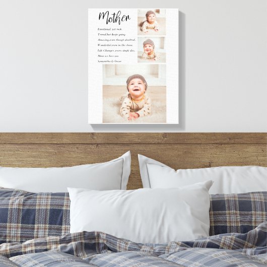 Collage Foto en beste moedercitaat Lovely Gift Canvas Afdruk (Insitu (Slaapkamer))