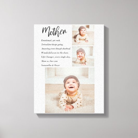 Collage Foto en beste moedercitaat Lovely Gift Canvas Afdruk (Voorkant)