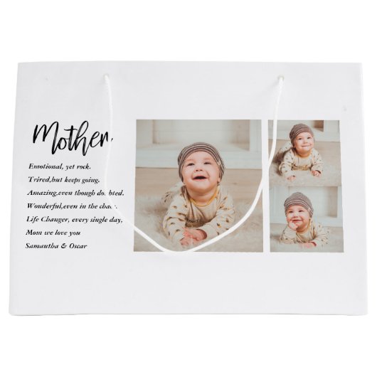 Collage Foto en beste moedercitaat Lovely Gift Groot Cadeauzakje (Voorkant)