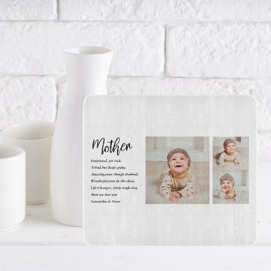 Collage Foto en beste moedercitaat Lovely Gift Snijplank