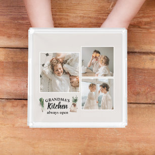 Collage Foto en Grandma Kitchen zijn altijd open Acryl Dienblad