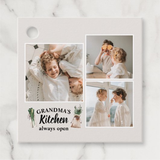Collage Foto en Grandma Kitchen zijn altijd open Bedankjes Labels (Voorkant)