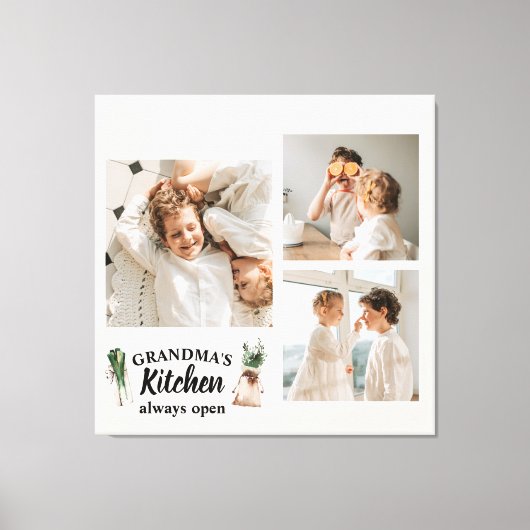 Collage Foto en Grandma Kitchen zijn altijd open Canvas Afdruk (Voorkant)
