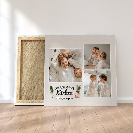 Collage Foto en Grandma Kitchen zijn altijd open Canvas Afdruk