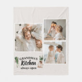 Collage Foto en Grandma Kitchen zijn altijd open Fleece Deken (Voorkant)