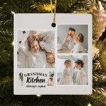 Collage Foto en Grandma Kitchen zijn altijd open Keramisch Ornament<br><div class="desc">Op zoek naar het perfecte cadeau voor je oma, of voor iemand die graag tijd doorbrengt in de keuken? Kijk niet verder dan dit unieke en aanpasbare product! Met een prachtige collage van je favoriete foto's is dit ontwerp er zeker van dat je je herinneringen vastlegt en ze het laatste...</div>