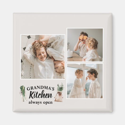Collage Foto en Grandma Kitchen zijn altijd open Magneet (Voorkant)