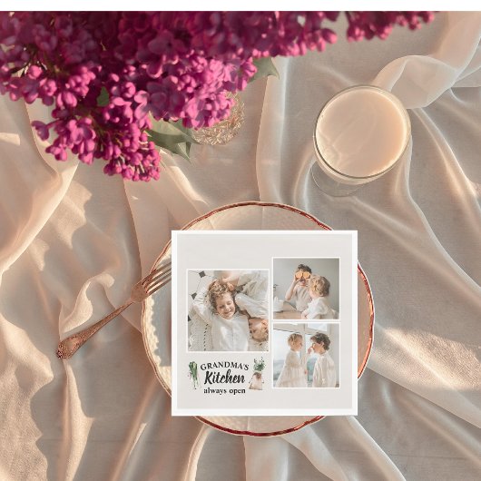 Collage Foto en Grandma Kitchen zijn altijd open Servet