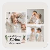 Collage Foto en Grandma Kitchen zijn altijd open Vierkante Sticker (Voorkant)