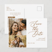 Collage Foto Gold Text Weddenschap Save the Date Briefkaart (Voorkant / Achterkant)