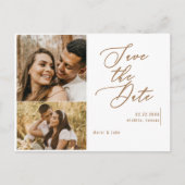 Collage Foto Gold Text Weddenschap Save the Date Briefkaart (Voorkant)