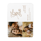 Collage Foto Gold Text Weddenschap Save the Date Magneet (Verticaal)