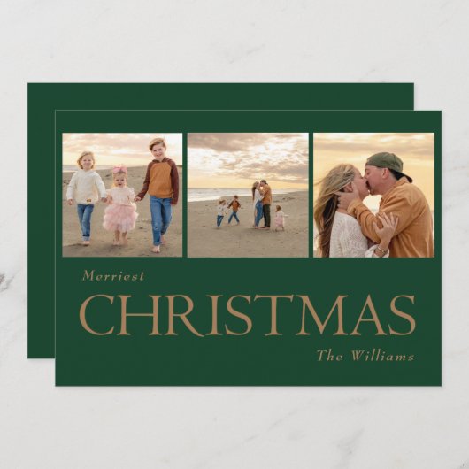 Collage Foto Gouden Tekst Kerst Kaart (Voorkant / Achterkant)