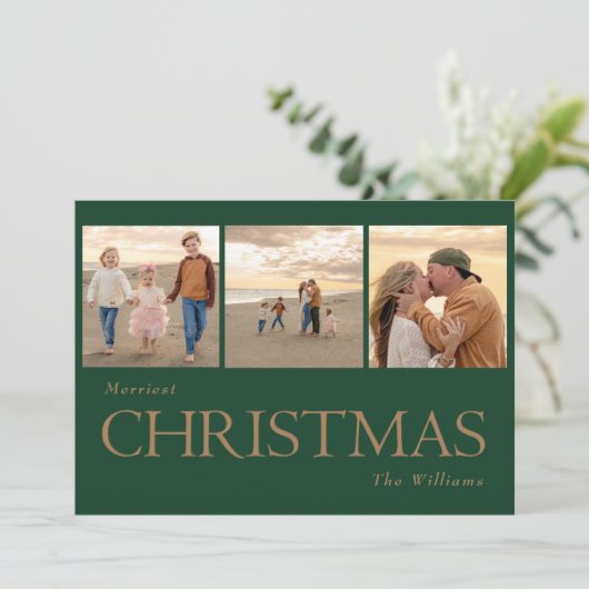 Collage Foto Gouden Tekst Kerst Kaart (Staand voorkant)