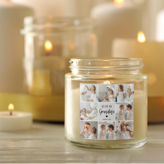 Collage Foto Gray We houden van je oma Best Gift Vierkante Sticker