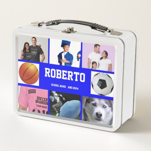 COLLAGE foto Lunchbox BLAUW WIT aan te passen (Voorkant)