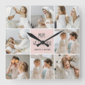 Collage Foto Mam We houden van je beste moeder Gif Vierkante Klok (Voorkant)