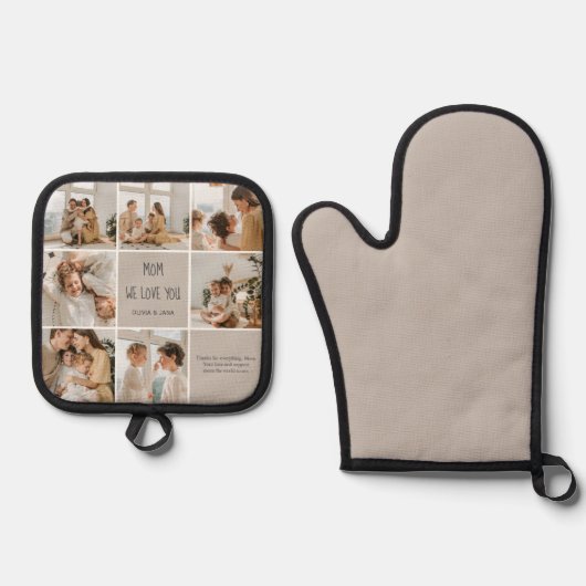 Collage Foto Mam We houden van je Ovenwant & Pannenlap Set (Voorkant)