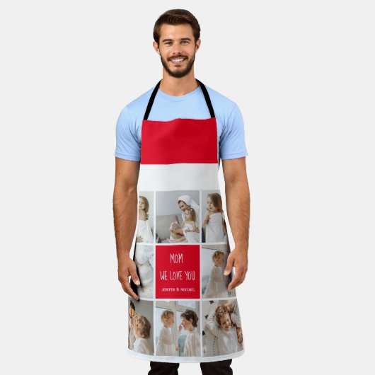 Collage Foto mama Red We houden van je beste moede Schort (Gedragen)