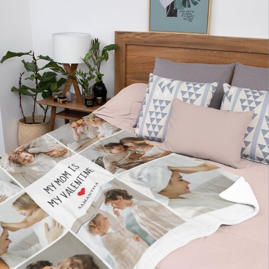 Collage Foto | Mijn moeder is mijn Valentijn Gift Fleece Deken