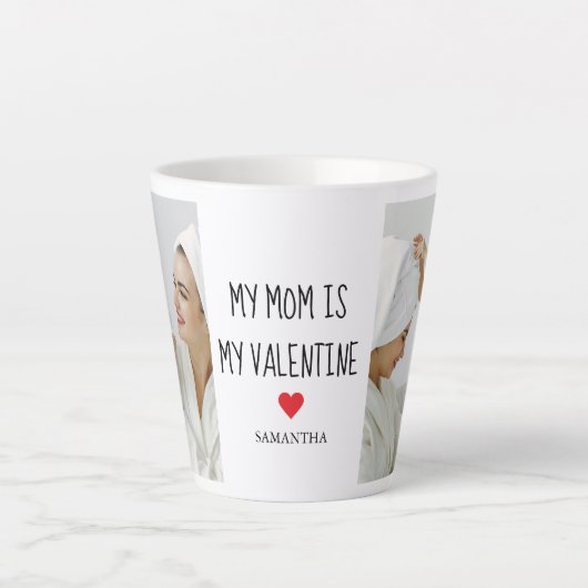 Collage Foto | Mijn moeder is mijn Valentijn Gift Latte Mok (Voorkant)
