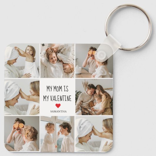 Collage Foto | Mijn moeder is mijn Valentijn Gift Sleutelhanger (Achterkant)