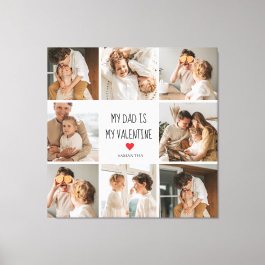 Collage Foto | Mijn vader is mijn Valentijn Gift Canvas Afdruk (Voorkant)