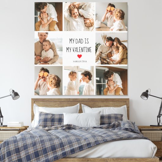 Collage Foto | Mijn vader is mijn Valentijn Gift Canvas Afdruk (Insitu (Slaapkamer))