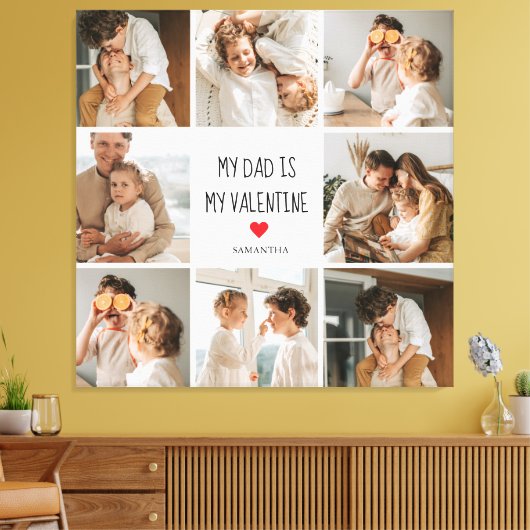 Collage Foto | Mijn vader is mijn Valentijn Gift Canvas Afdruk (Insitu (Woonkamer))
