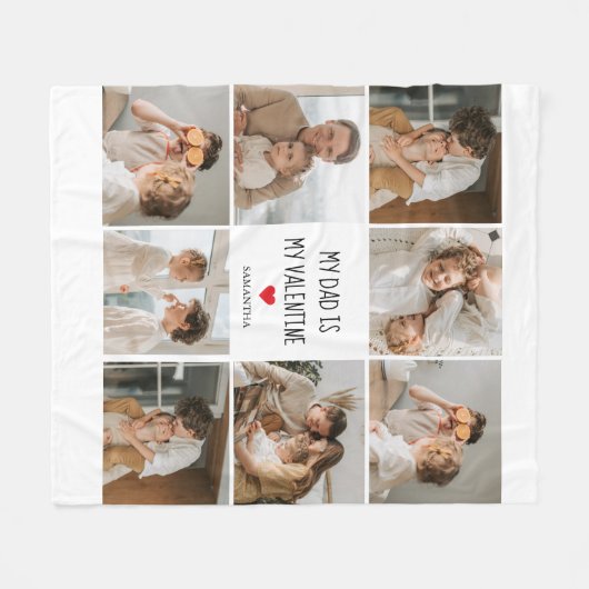 Collage Foto | Mijn vader is mijn Valentijn Gift Fleece Deken (Voorkant (Horizontaal))