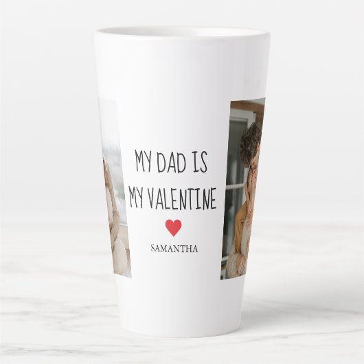 Collage Foto | Mijn vader is mijn Valentijn Gift Latte Mok (Voorkant)