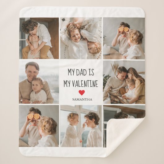 Collage Foto | Mijn vader is mijn Valentijn Gift Sherpa Deken (Voorkant)