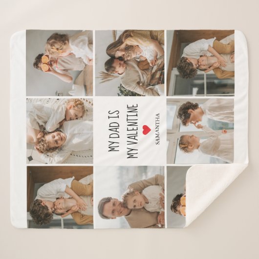 Collage Foto | Mijn vader is mijn Valentijn Gift Sherpa Deken (Voorkant (horizontaal))