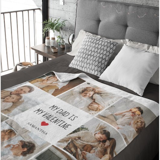 Collage Foto | Mijn vader is mijn Valentijn Gift Sherpa Deken