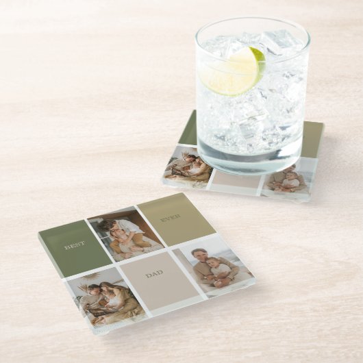 Collage Foto Modern Best Pap Ever Gift Glazen Onderzetter (Schuin)