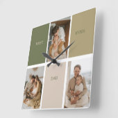 Collage Foto Modern Best Pap Ever Gift Vierkante Klok (Hoek)