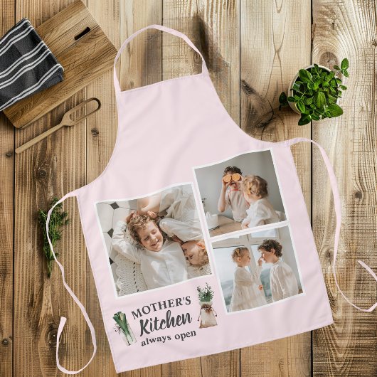 Collage Foto & Moeder Keuken Is Altijd Geopend Schort