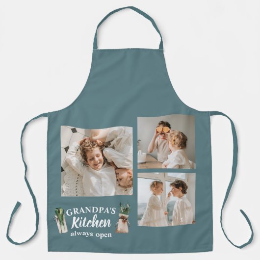 Collage Foto & Opa Keuken is altijd open Schort (Voorkant)