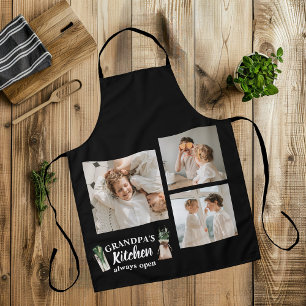 Collage Foto & Opa Keuken is altijd open Schort