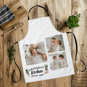 Collage Foto & Opa Keuken is altijd open Schort